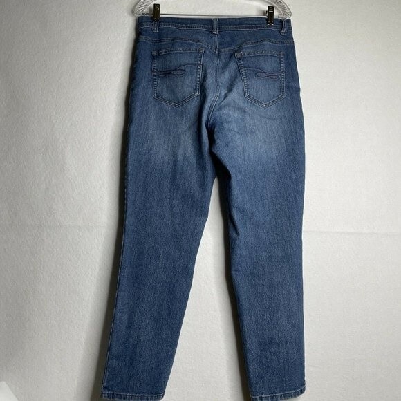 Style Co Womens Slim Leg Jeans High Rise Dark Blue Size 16 32x27.5 No Tag - Picture 5 of 6
